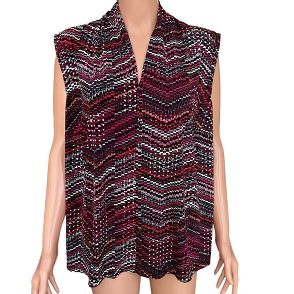 Evan Picone Women's Sz 2X Blouse Top Multicolors Sleeveless Stretchy.